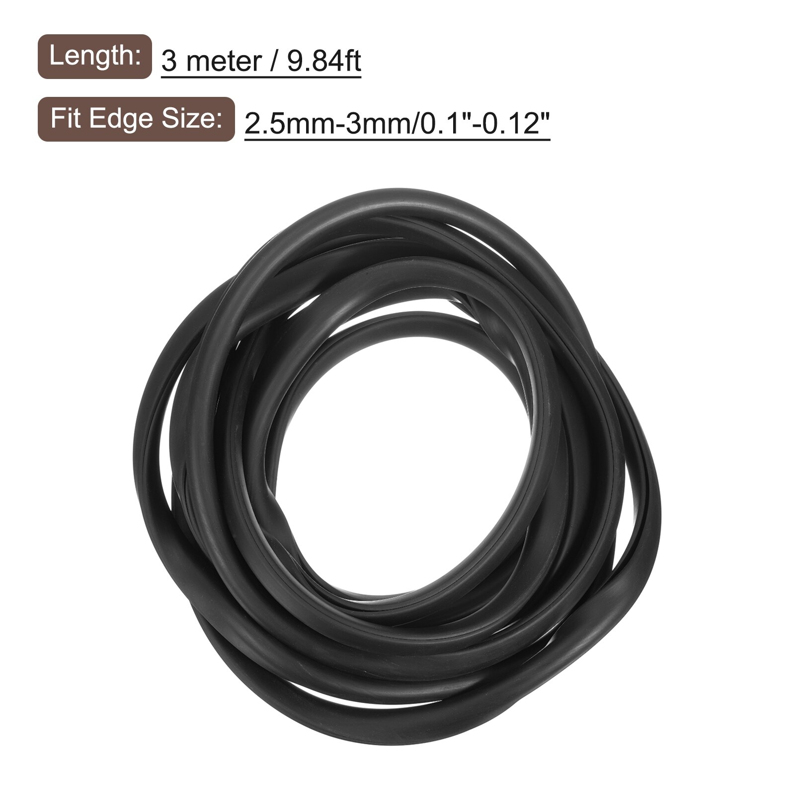 Rubber U Channel Trim, Guard Seal Strip Edge Protector Flat Type - Black