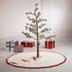 Glitzhome 52"D Knitted Polyester Christmas Tree Skirt - White
