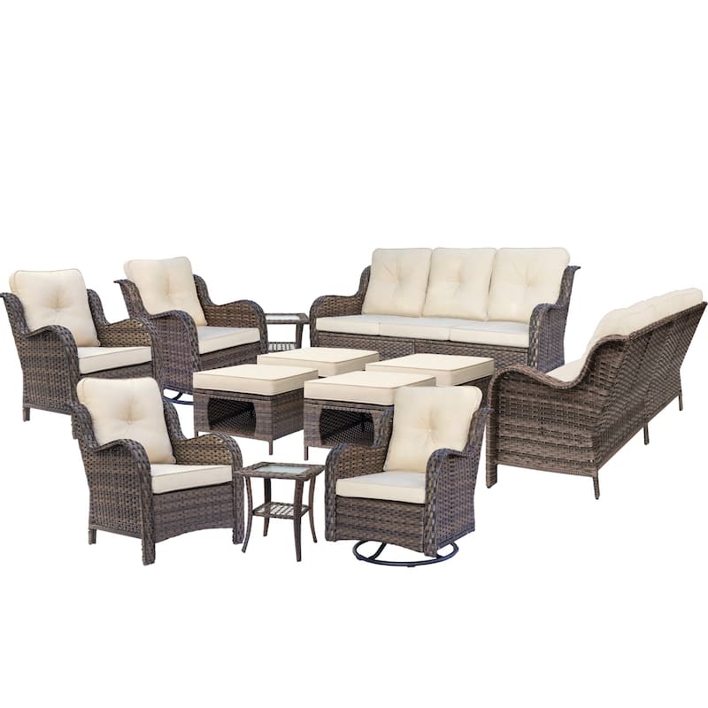 Outdoor Patio Furniture Set Brown Wicker Patio Conversation Seating Sets
