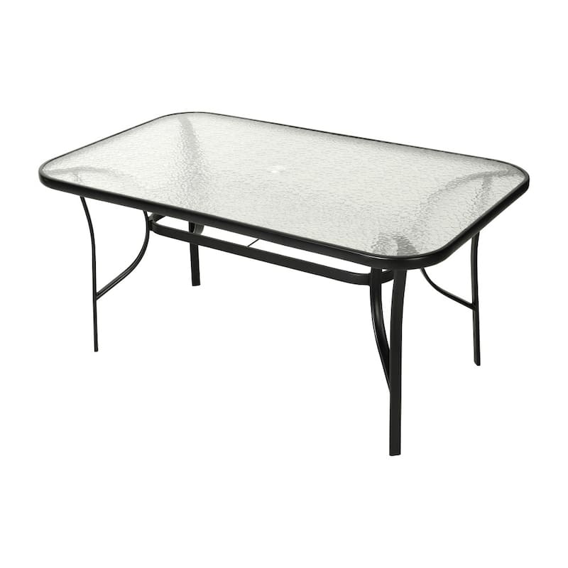 Commercial Patio Dining Set with Tempered Glass Top Table and 6 Chairs