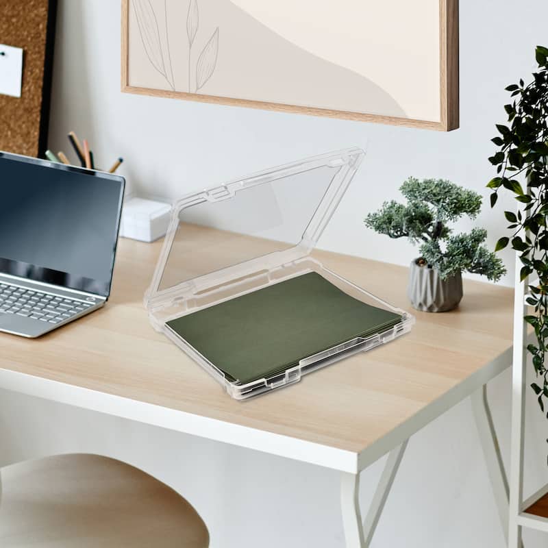 Sorbus Single-Piece Thin Hanging File Organizer Bin, Interior 10"x12" Clear Plastic Stackable for Document Storage