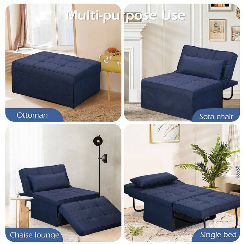 Ainfox Adjustable Sofa Chair Sleeper Sofa Bed Ottoman Couch with Metal Frame