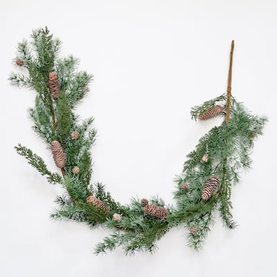 60" Artificial Christmas Mixed Pine and Pinecone Evergreen Garland - Green - 60