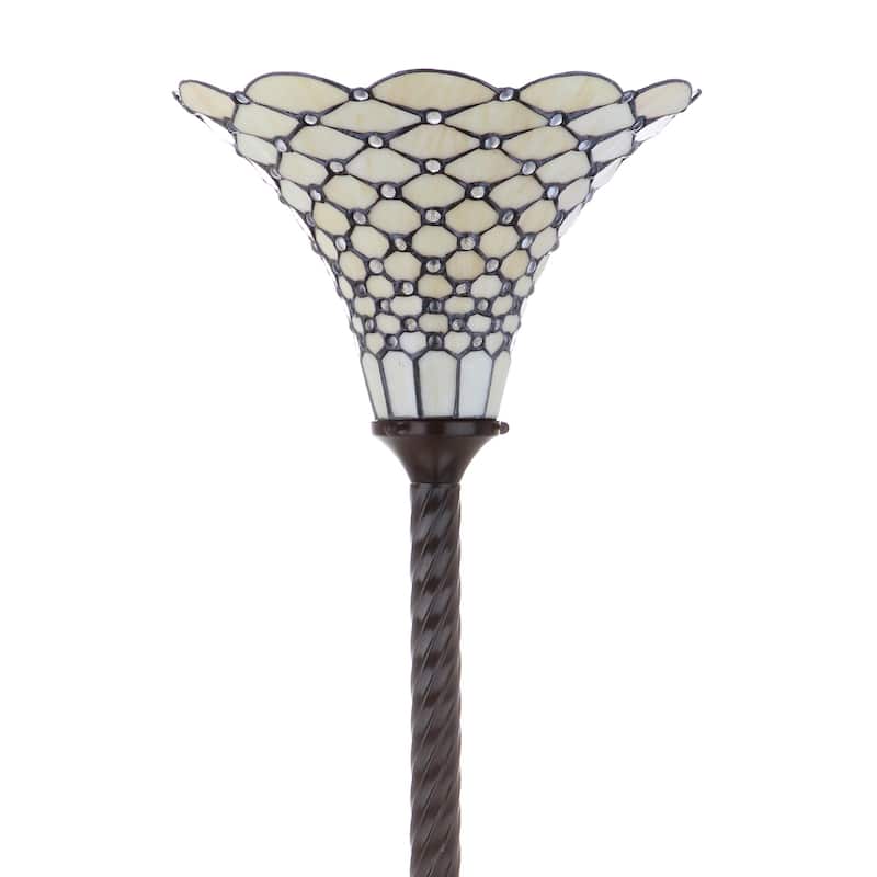 Lee Tiffany-Style 70" Torchiere LED Floor Lamp, Bronze by JONATHAN Y - 70" H x 15" W x 15" D - 70" H x 15" W x 15" D
