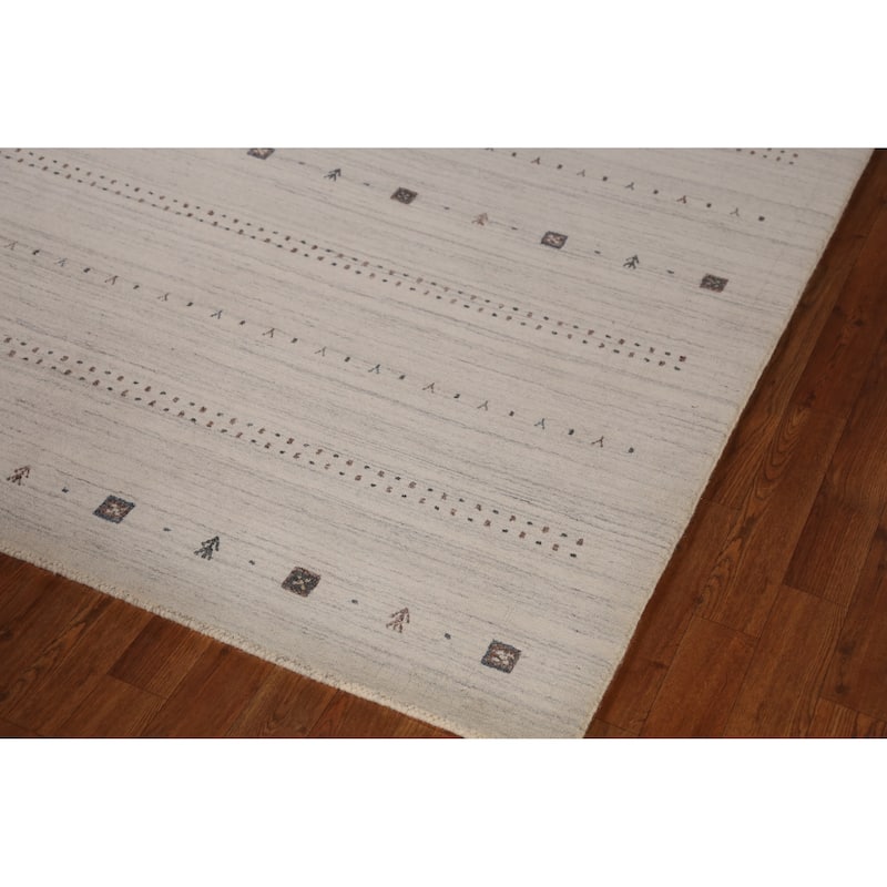 Tribal Beige Gabbeh Area Rug Handmade Modern Wool Carpet - 5'4" x 7'9"