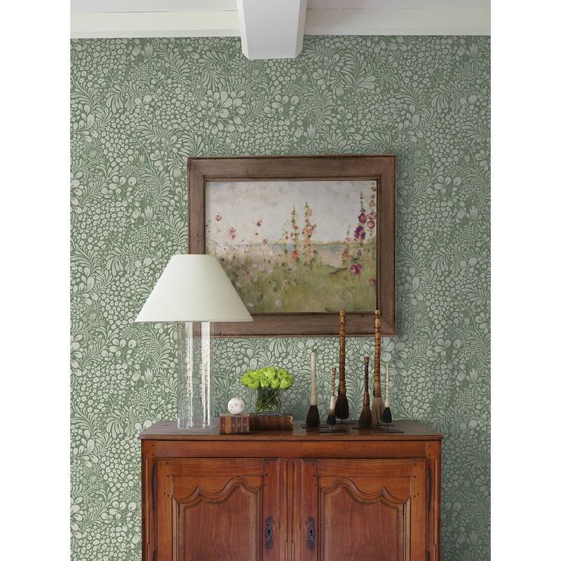 A-Street Prints Siv Dark Green Botanical Wallpaper