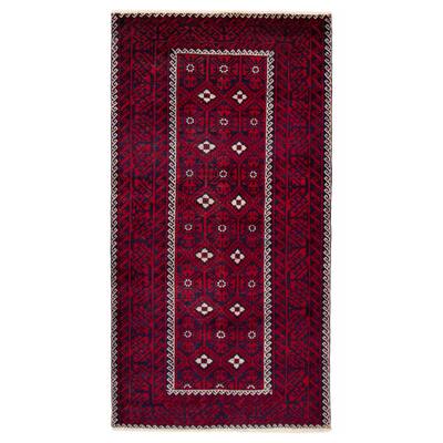 ECARPETGALLERY Hand-knotted Baluch Red Wool Rug - 3'10 x 7'3