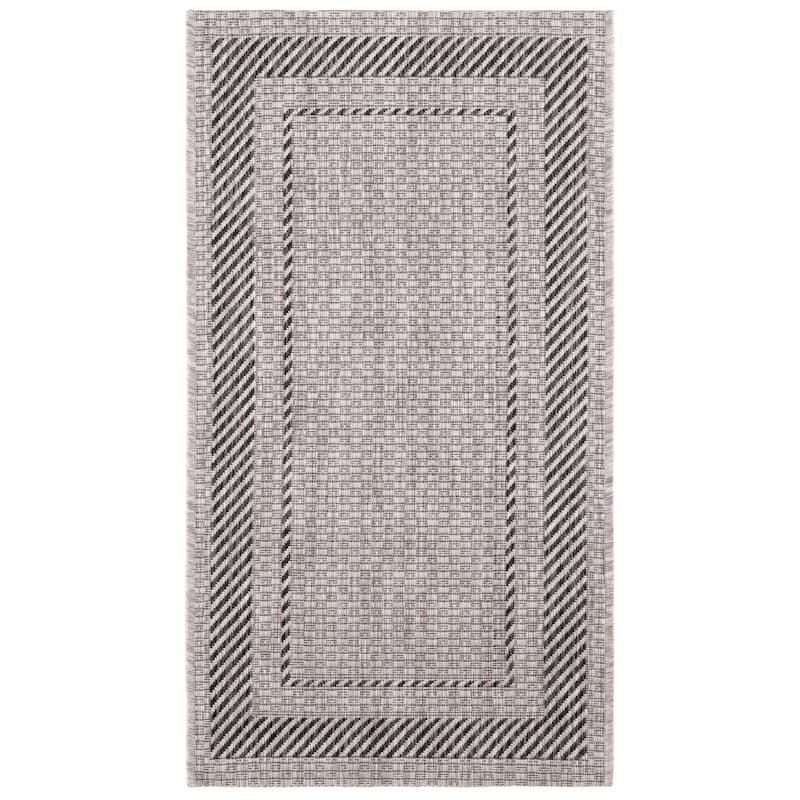 SAFAVIEH Courtyard Shpresa Indoor/ Outdoor Waterproof Patio Backyard Rug - 2'3" x 5' - Beige/Black