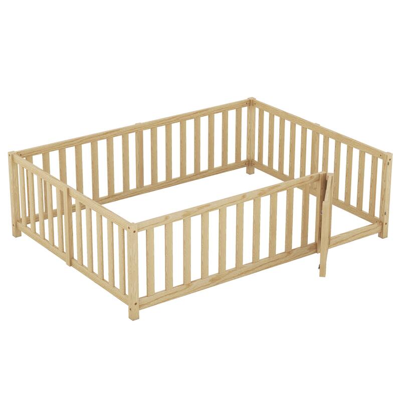 Full Size Wood Daybed with Fence Guardrails and 2 Drawers