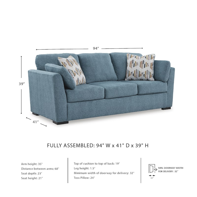 Signature Design by Ashley Keerwick Blue/Green Sofa - 94"W x 41"D x 39"H