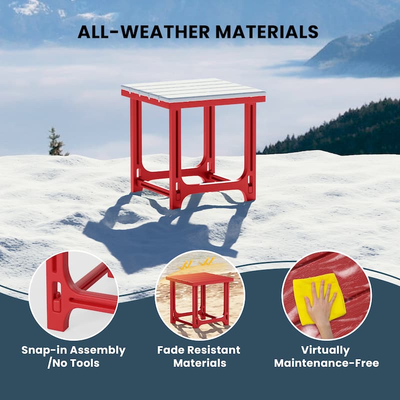 Coastline Outdoor Poly 3-Piece Set Adirondack Chair with Side Table
