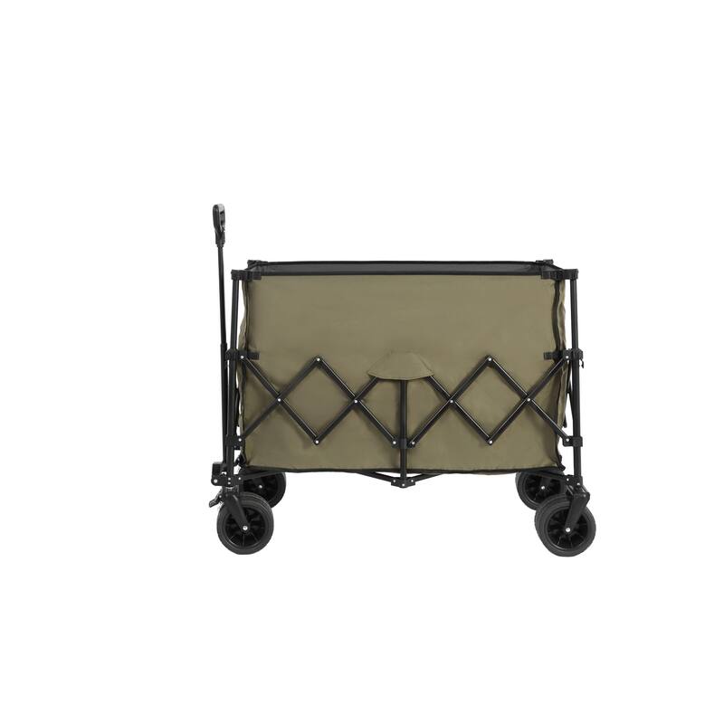 220lbs Weight Capacity Heavy Duty 300L Folding Utility Foldable Extended Wagon with All-Terrain Beach Wheels & Drink Holders