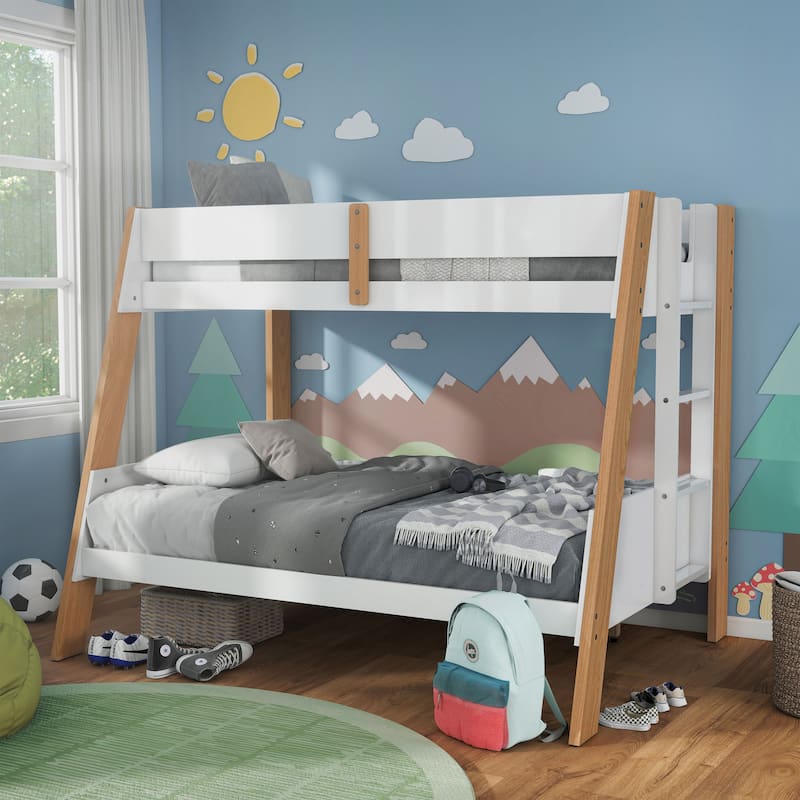 Furniture of America Zylen White Solid Wood Twin over Full Bunk Bed - White