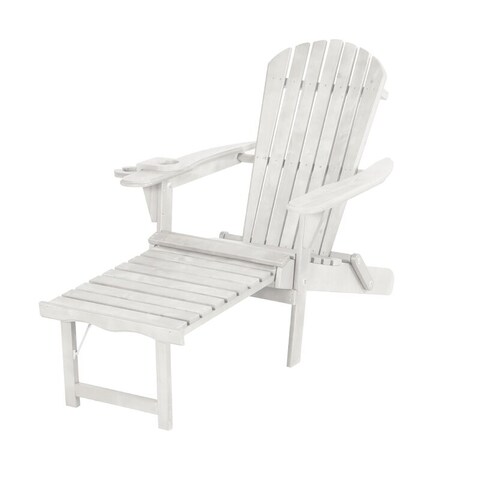White Adirondack Chaise Lounge Foldable Chair