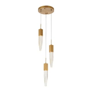 3 Light Gold Metal Chandelier With Clear Iceberg Crystals - Bed Bath ...
