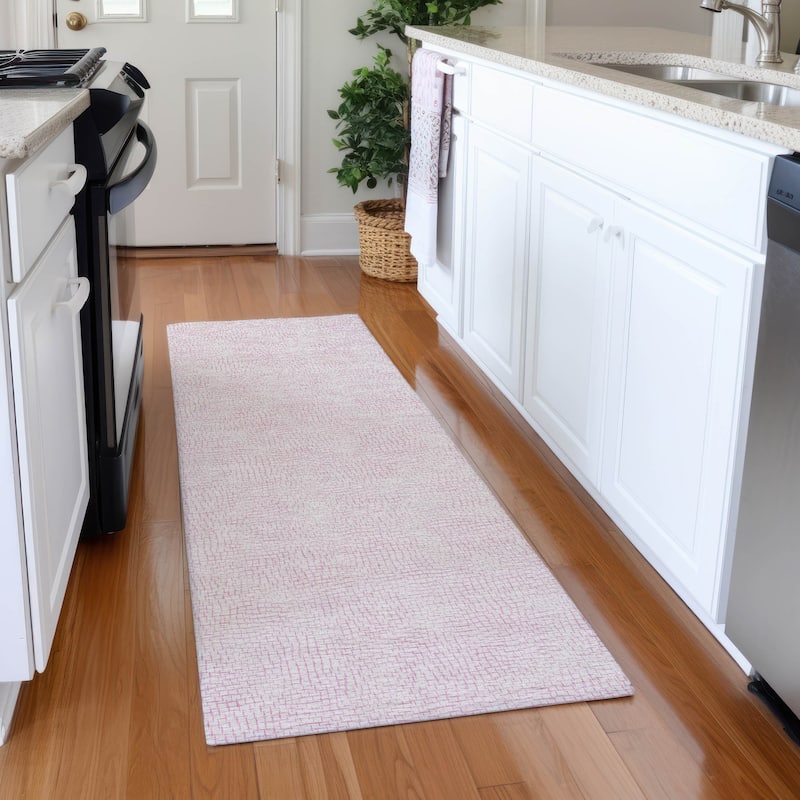 Premium Washable Super Soft Geo Hatchy Mayfield Rug - Pink - 2'3" x 7'6"
