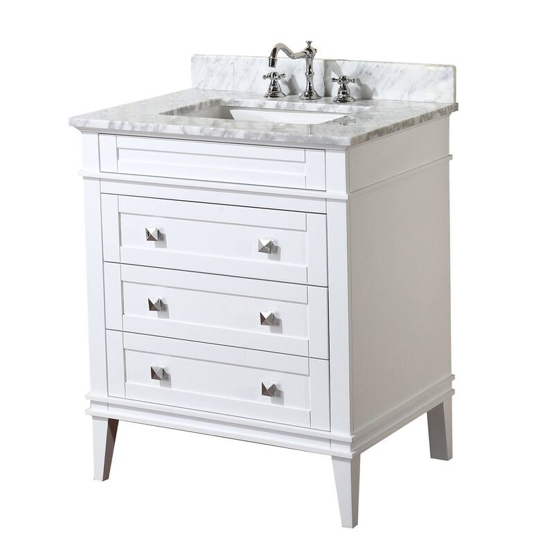 KitchenBathCollection Eleanor 30" Bathroom Vanity with Carrara Marble Top