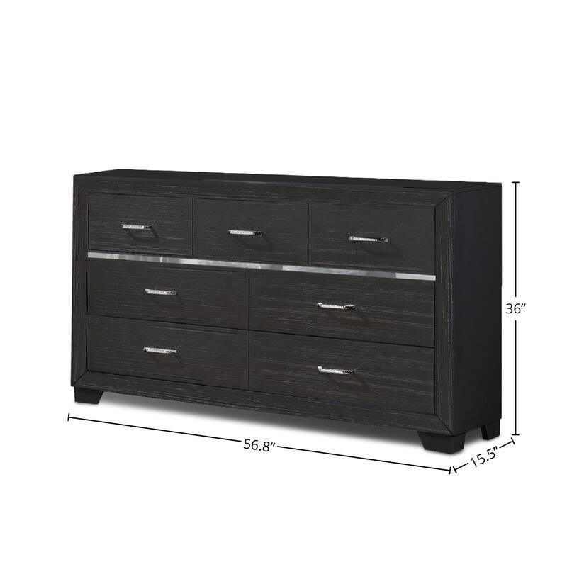 Abrie Contemporary 7 Drawer Dresser with Mirror Detailing