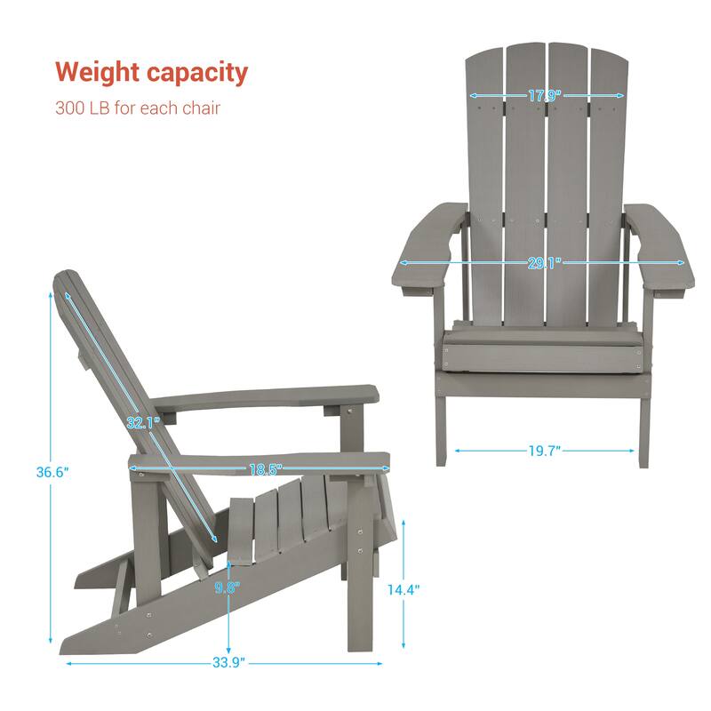 BONOSUKI Patio Adirondack Chair w/Cupholder,Weather Resistant-Set of 4