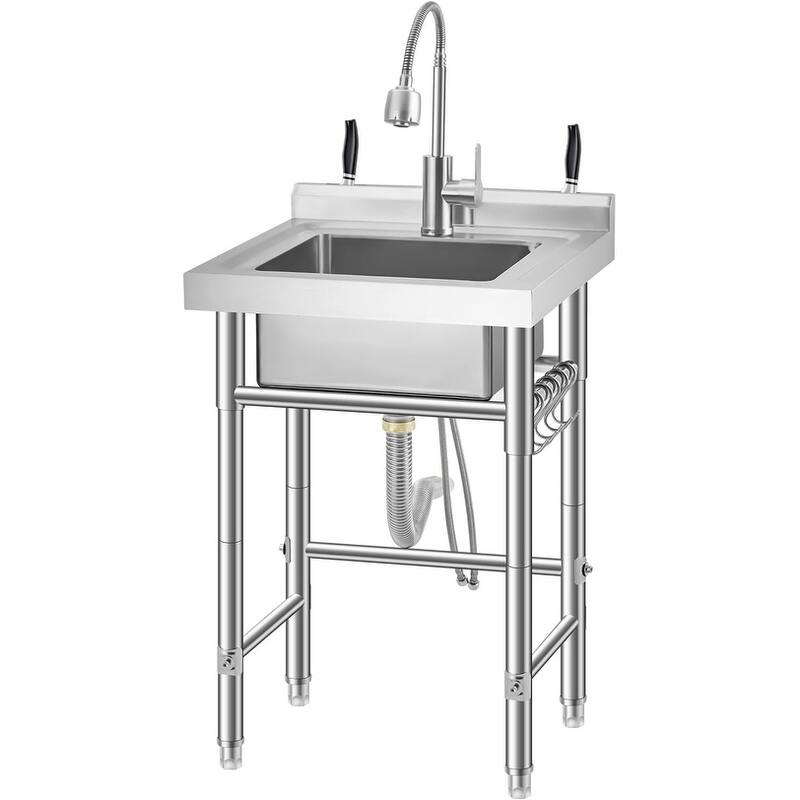 20x20 Inch Single Bowl Freestanding Stainless Steel Utility Sink - Silver