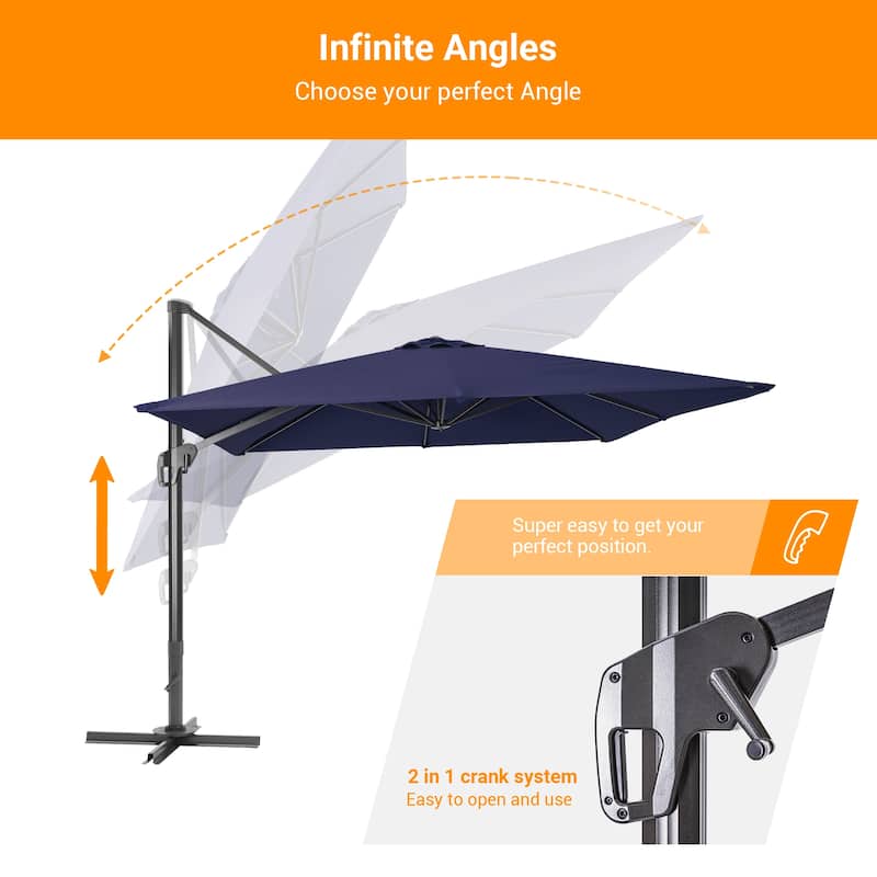 LIVOOSUN 10x10ft Cantilever Patio Offset Hanging Umbrellas