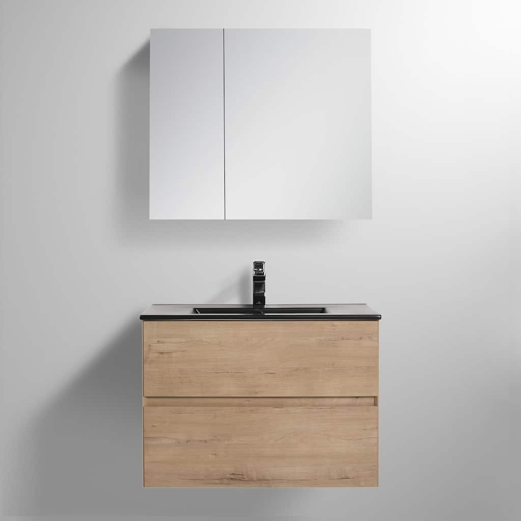 Blossom 30 Inch All Wood Wall Mounted Floating Bathroom Vanity with Sink