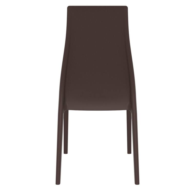 37" Brown Outdoor Patio Solid High Back Dining Chair