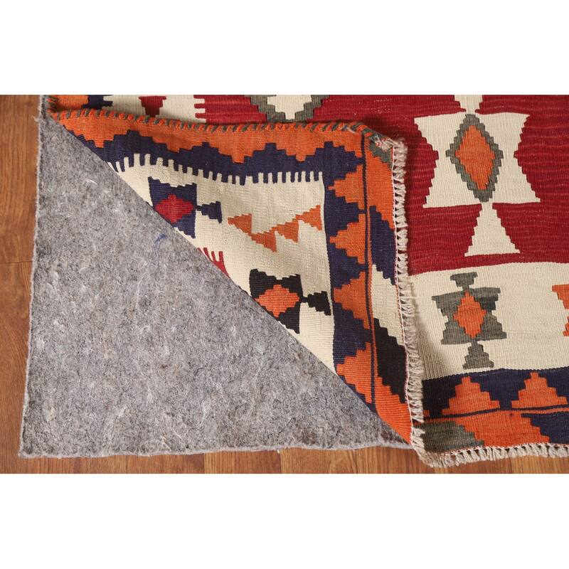 Vegetable Dye Kilim Qashqai Persian Area Rug Hand-Woven Wool Carpet - 4'7"x 8'0"