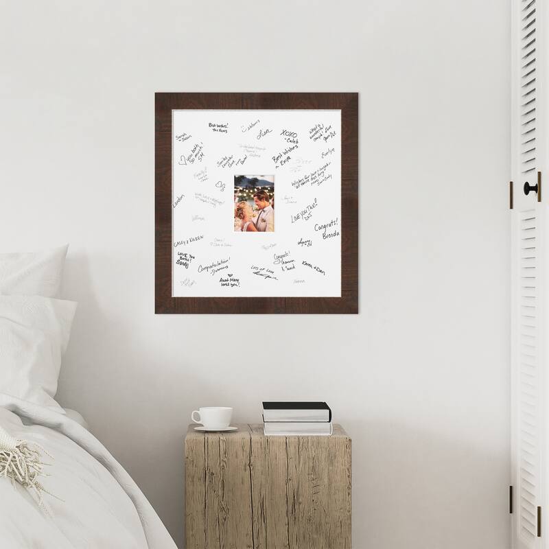 Wildwood Signature Mat Picture Frame - Autograph Photo Frame Guest Book Alternative for Weddings, Graduations, or Retirement