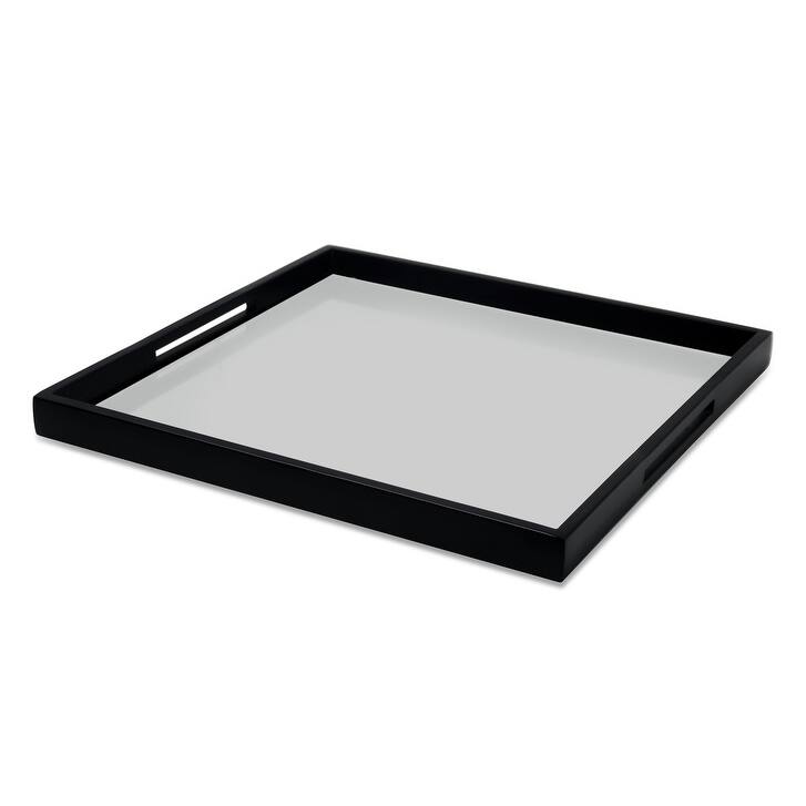 Large Square Mirror Tray with Handles, Available in 3 Colors and Sizes - Large - Black