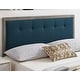 preview thumbnail 1 of 4, Marlin Traditional Blue Fabric Button Tufted Twin Size Grey Wooden Headboard