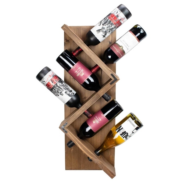 Atterstone Rustic Wine Rack I Unique and Stylish Wall Mounted Wooden Wine Bottle Display Rack I Holds 6 Bottles