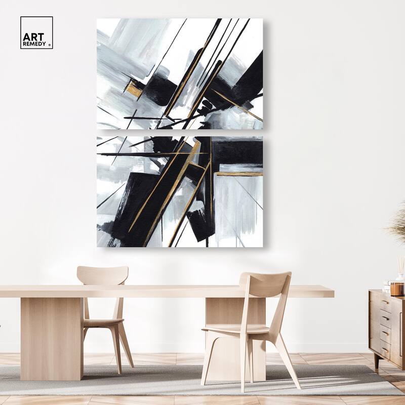 Interlocking Black Canvas Set of 2 by Art Remedy, Gallery Wrapped