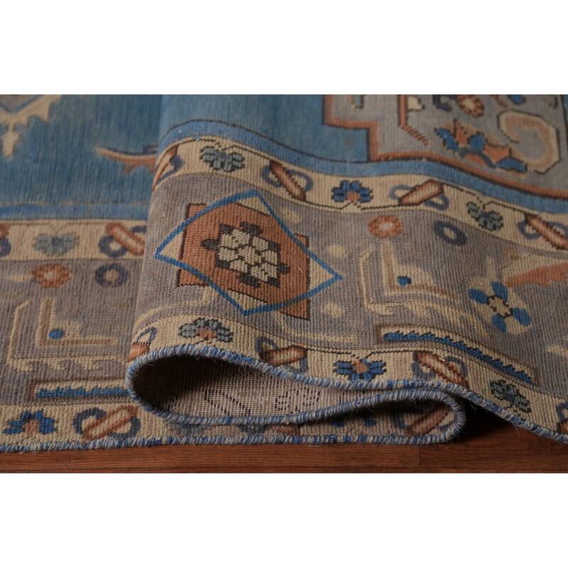 Traditional Blue Tabriz Persian Area Rug Hand-Knotted Wool Carpet - 9'4"x 12'5"