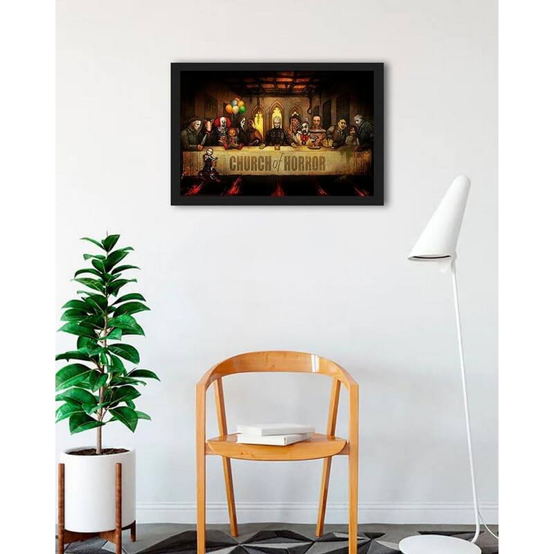 Church of Horror by Big Chris Movie Horror Characters Framed Poster - 24 x 36 Inch