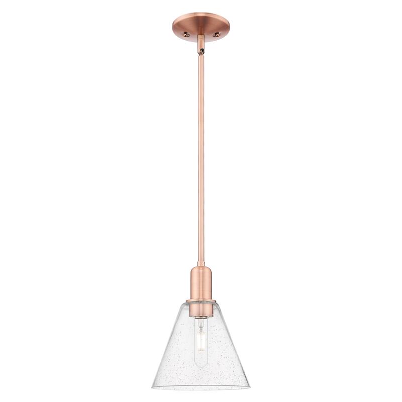 Innovations Lighting Endless Possibilities Arcadia - Berkshire Glass - 1 Light 8" Stem Hung Mini Pendant - Antique Copper/Seedy