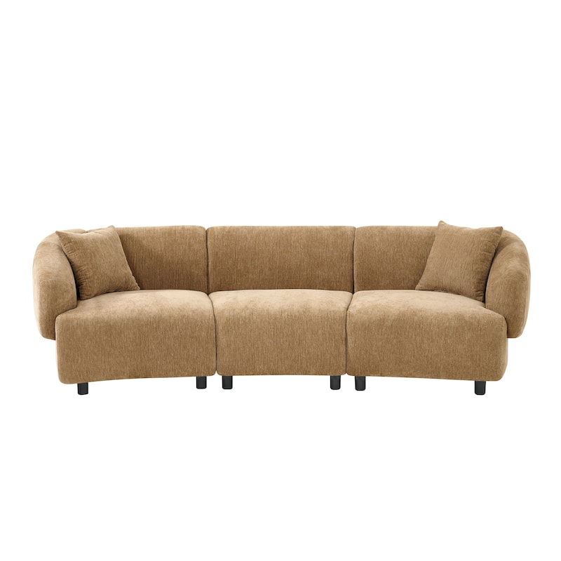 Christopher Knight Home - Hulk Curved Boucle 3-Seat Sofa with Sturdy Wooden Frame