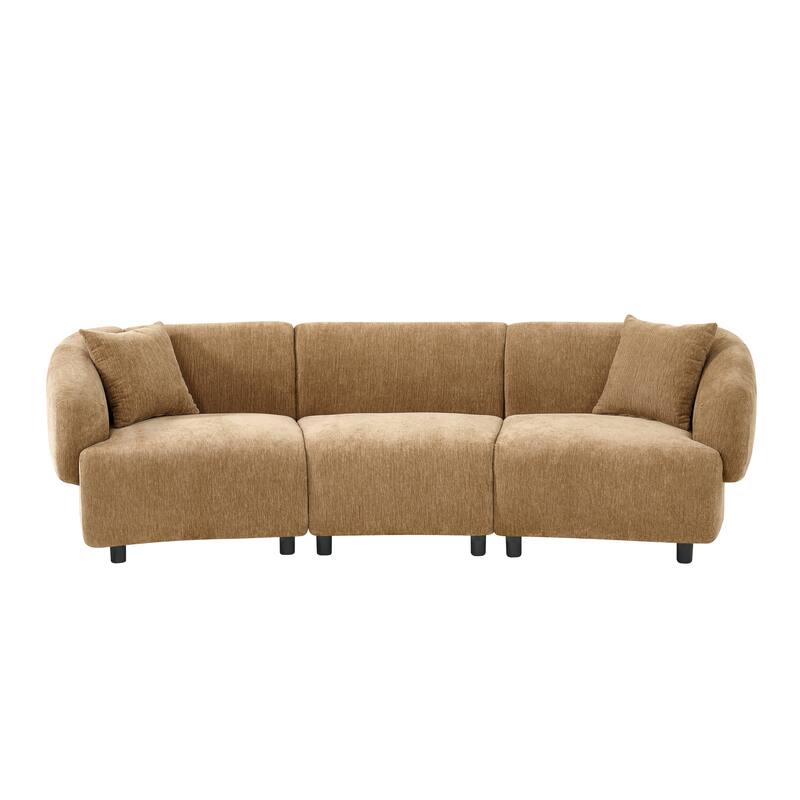 Roomfitters 98.5" Curved 3-Seater Sofa, Contemporary Plush Seating with Streamlined Design, Durable Frame