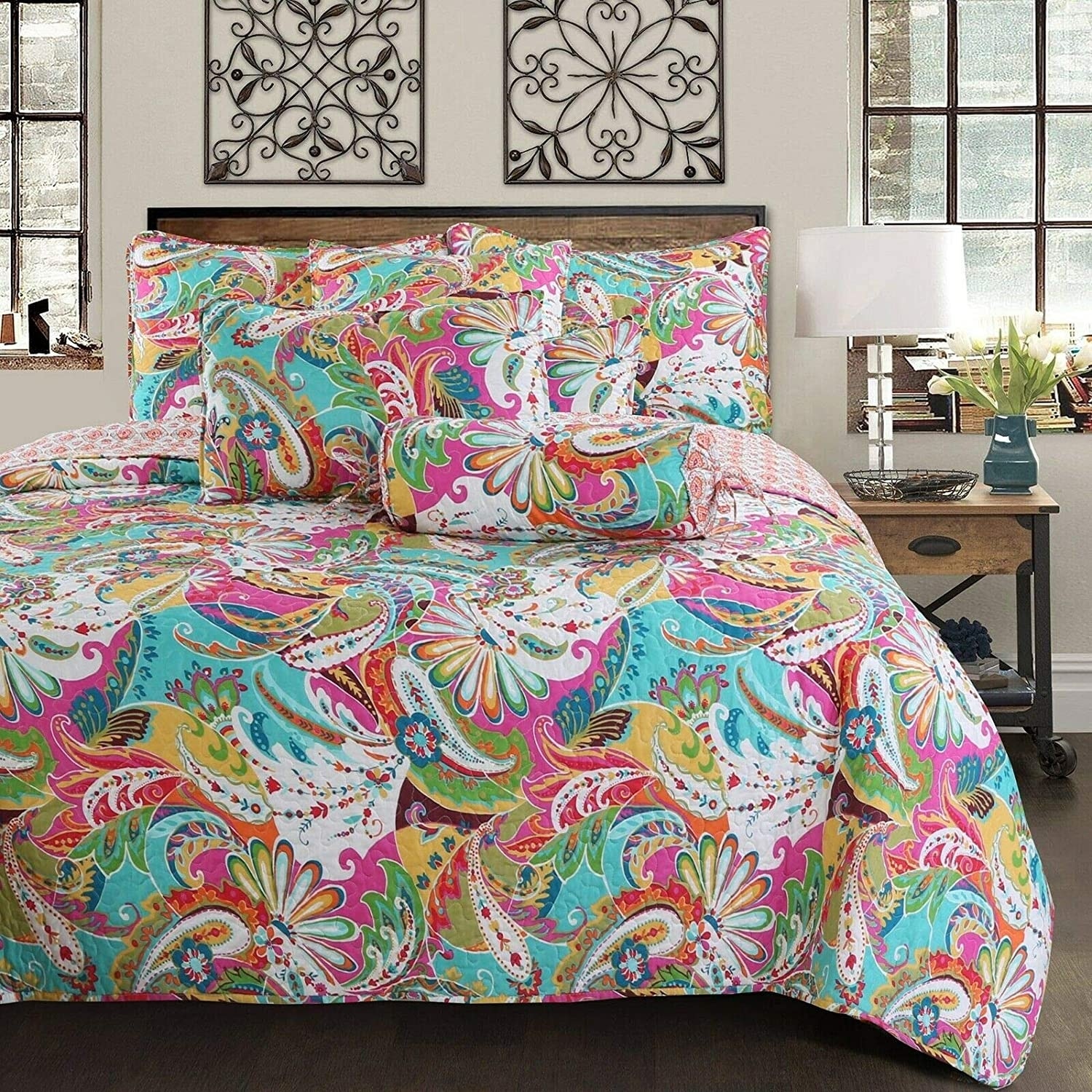 Bedspread Flourish 3-Piece Reversible Bedding Quilt Set 