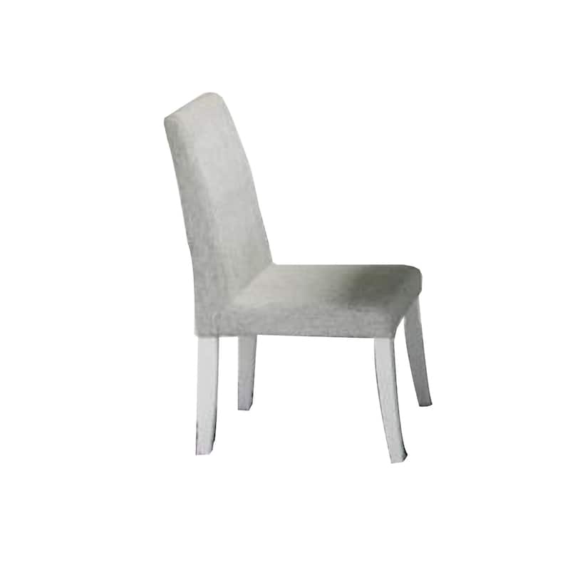 White/White Fabric Upholstered Wood Frame Dining Chair, Set of 2, Sturdy Dining Chair for Dining Rooms - 15.5