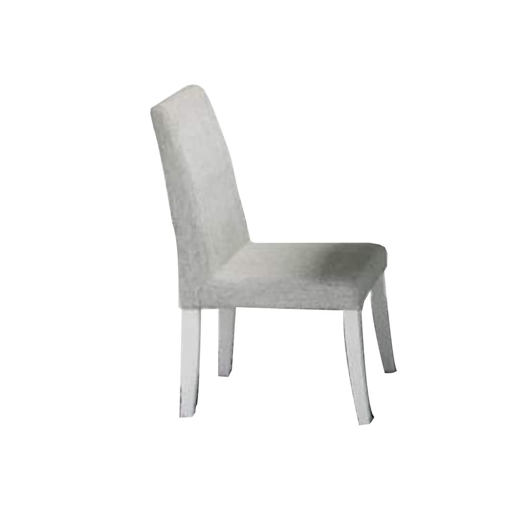 White/White Fabric Upholstered Wood Frame Dining Chair, Set of 2, Sturdy Dining Chair for Dining Rooms - 15.5