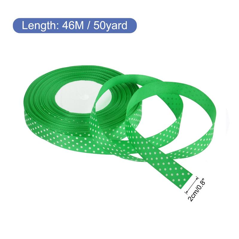 Grosgrain Ribbons with Dots Ribbon Bow Decoration - Dark Green - 50 Yards 3/4 Inch