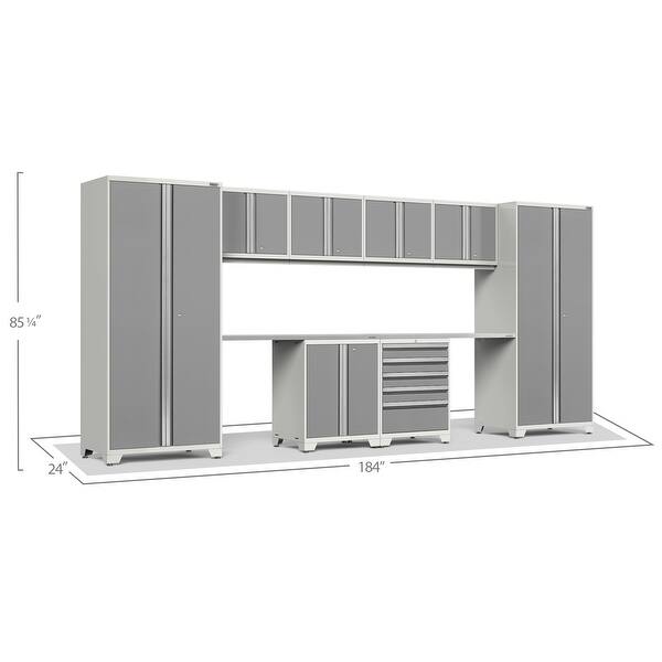 slide 1 of 73, NewAge Products Pro Series 10-pc. Steel Garage Cabinet Set Stainless Steel Top / No Slatwall - Black
