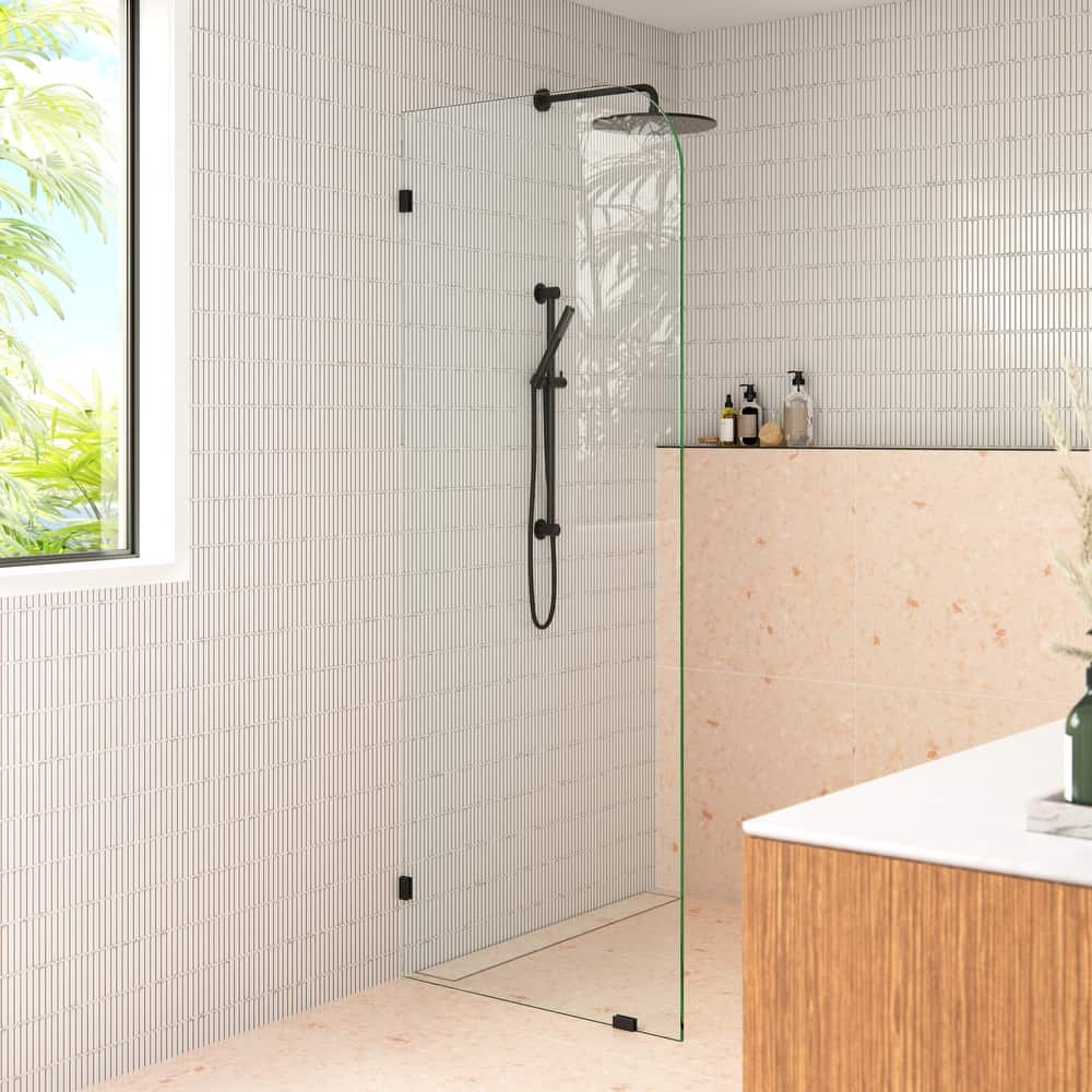 Glass Warehouse 32" x 78" Frameless Shower Door - Single Fixed Panel Radius