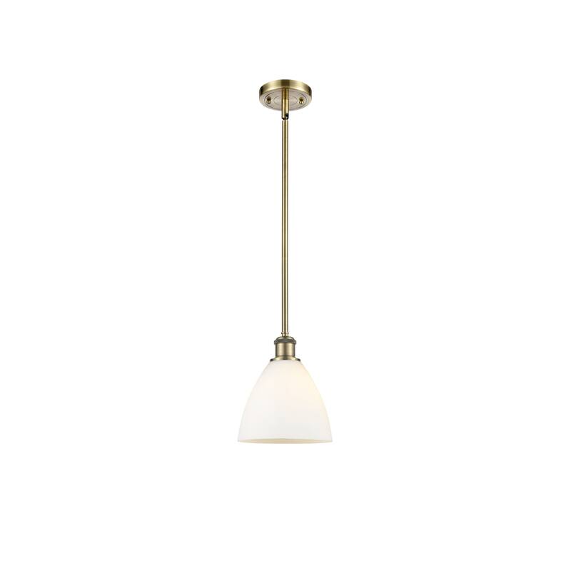 Innovations Lighting Bristol Glass 1 Light 8" Mini Pendant - Antique Brass/Matte White