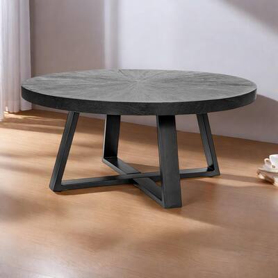 39.5" mdf Wood Round Contemporary,Minimalist Coffee Table with Cross-Legged Frame