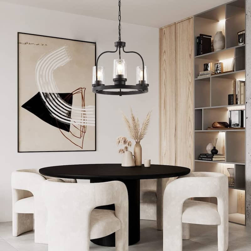3 light farmhouse chandelier light fixture black cage hanging light industrial pendant lighting with seeded glass