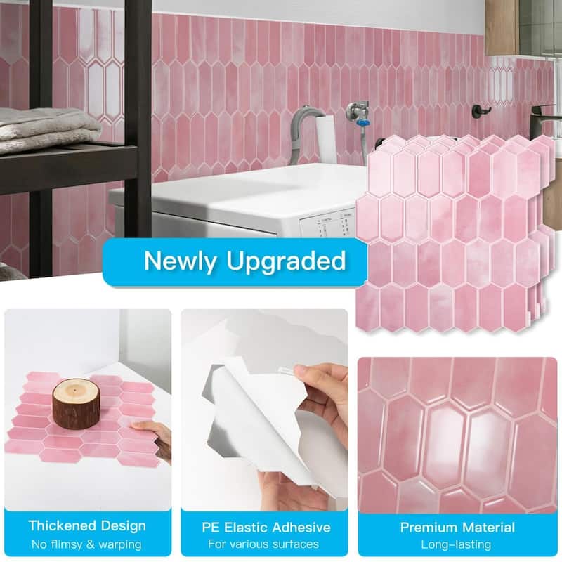 Art3d 10pcs Peel and Stick Backsplash Thickened Wall Tiles, 12''x12'', Cover 10 Sq.Ft.