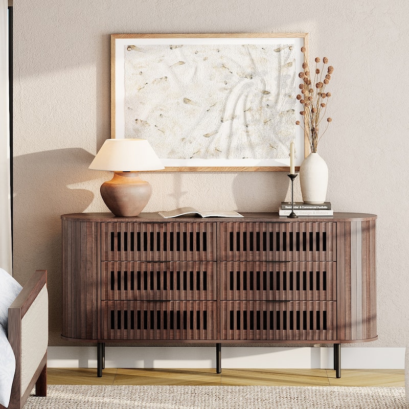 WAMPAT Fluted Dresser for Bedroom with 6 Drawers