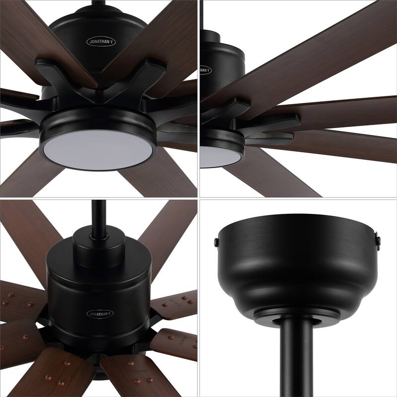 Miranda 66" 1-Light Contemporary Iron Mobile-App/Remote-Controlled 6-Speed Ceiling Fan with Integrated LED Light by JONATHAN Y